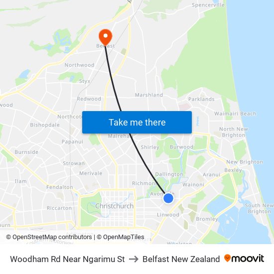 Woodham Rd Near Ngarimu St to Belfast New Zealand map