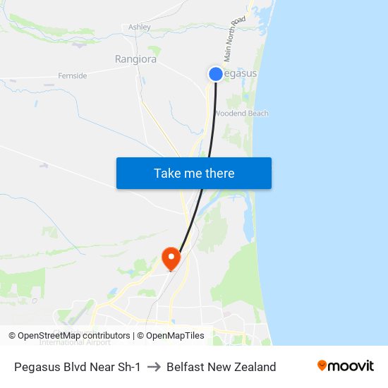 Pegasus Blvd Near Sh-1 to Belfast New Zealand map