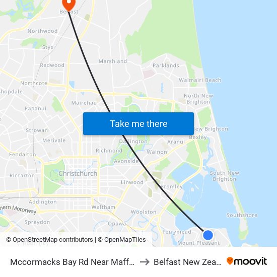 Mccormacks Bay Rd Near Maffeys Rd to Belfast New Zealand map