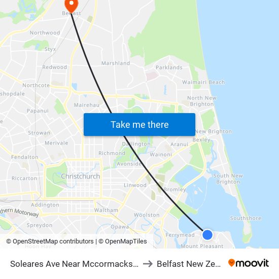 Soleares Ave Near Mccormacks Bay Rd to Belfast New Zealand map