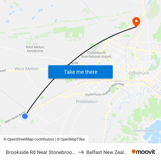 Brookside Rd Near Stonebrook Dr to Belfast New Zealand map