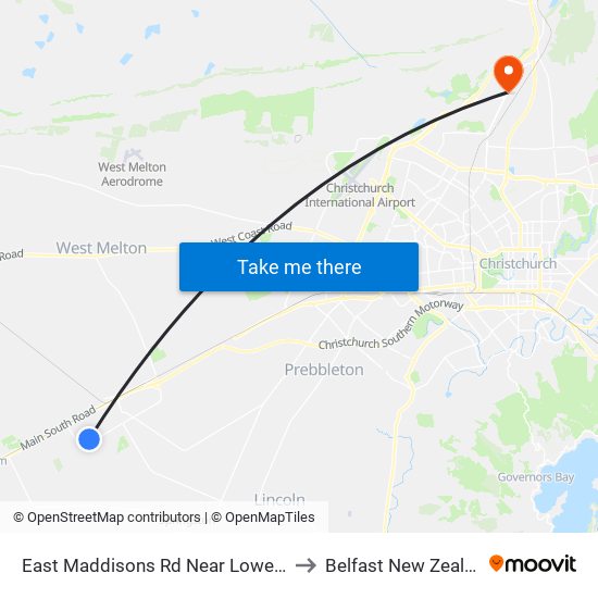 East Maddisons Rd Near Lowes Rd to Belfast New Zealand map