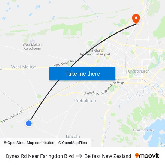 Dynes Rd Near Faringdon Blvd to Belfast New Zealand map