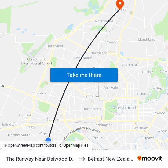 The Runway Near Dalwood Dve to Belfast New Zealand map