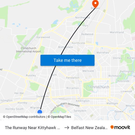 The Runway Near Kittyhawk Ave to Belfast New Zealand map