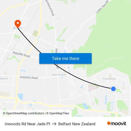 Inwoods Rd Near Jade Pl to Belfast New Zealand map