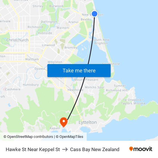 Hawke St Near Keppel St to Cass Bay New Zealand map