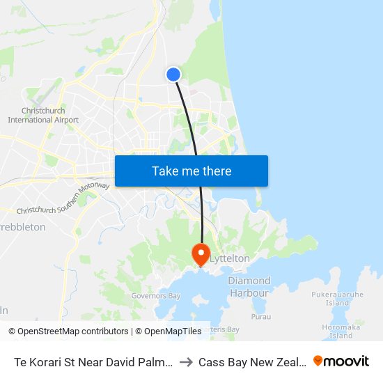 Te Korari St Near David Palmer St to Cass Bay New Zealand map