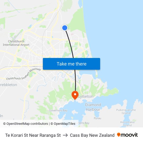 Te Korari St Near Raranga St to Cass Bay New Zealand map