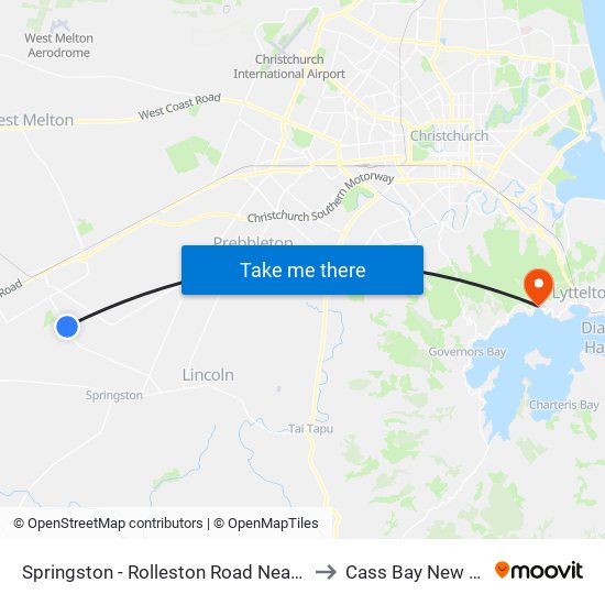 Springston - Rolleston Road Near Ed Hillary Dr to Cass Bay New Zealand map