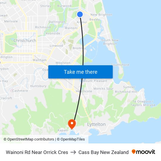 Wainoni Rd Near Orrick Cres to Cass Bay New Zealand map