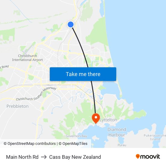 Main North Rd to Cass Bay New Zealand map