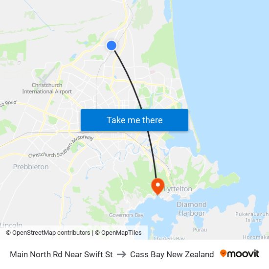 Main North Rd Near Swift St to Cass Bay New Zealand map