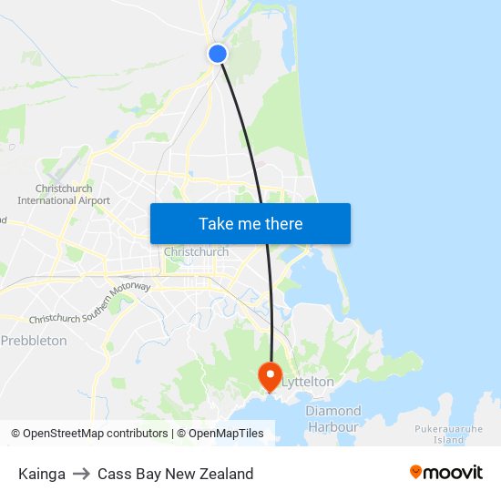Kainga to Cass Bay New Zealand map