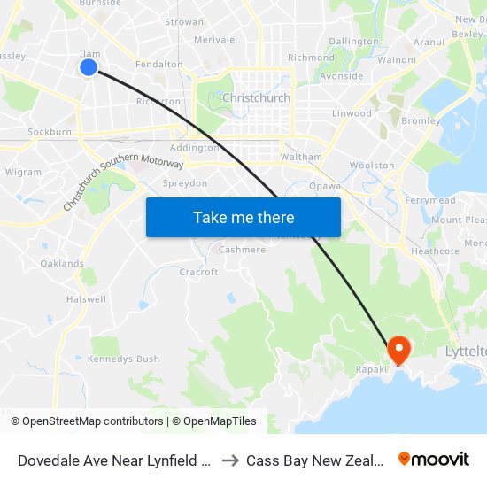 Dovedale Ave Near Lynfield Ave to Cass Bay New Zealand map