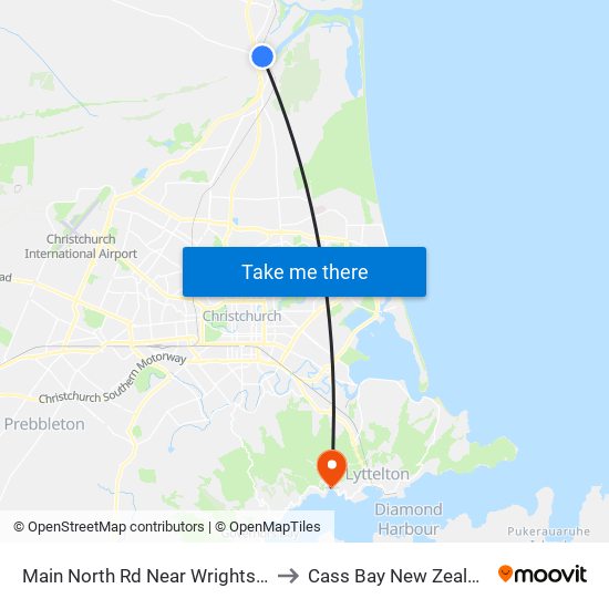 Main North Rd Near Wrights Rd to Cass Bay New Zealand map