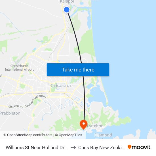 Williams St Near Holland Drive to Cass Bay New Zealand map