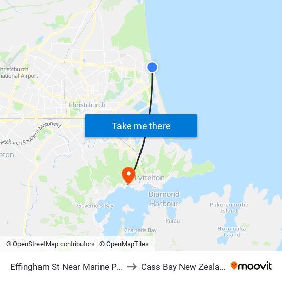 Effingham St Near Marine Pde to Cass Bay New Zealand map