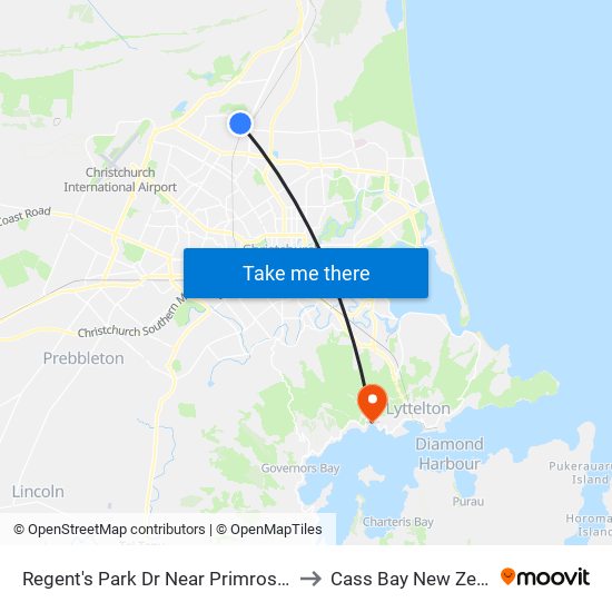 Regent's Park Dr Near Primrose Hill Ln to Cass Bay New Zealand map