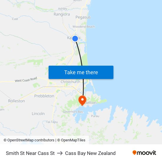 Smith St Near Cass St to Cass Bay New Zealand map