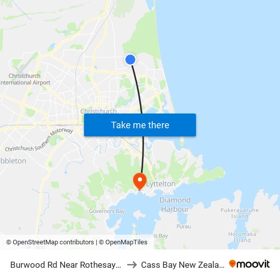 Burwood Rd Near Rothesay Rd to Cass Bay New Zealand map