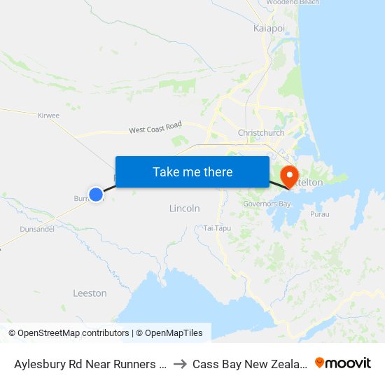 Aylesbury Rd Near Runners Rd to Cass Bay New Zealand map