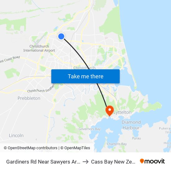 Gardiners Rd Near Sawyers Arms Rd to Cass Bay New Zealand map