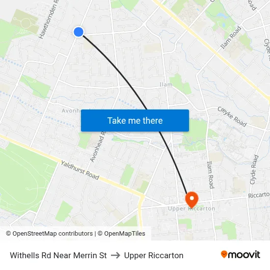 Withells Rd Near Merrin St to Upper Riccarton map