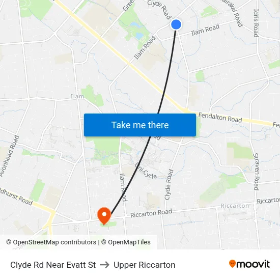 Clyde Rd Near Evatt St to Upper Riccarton map