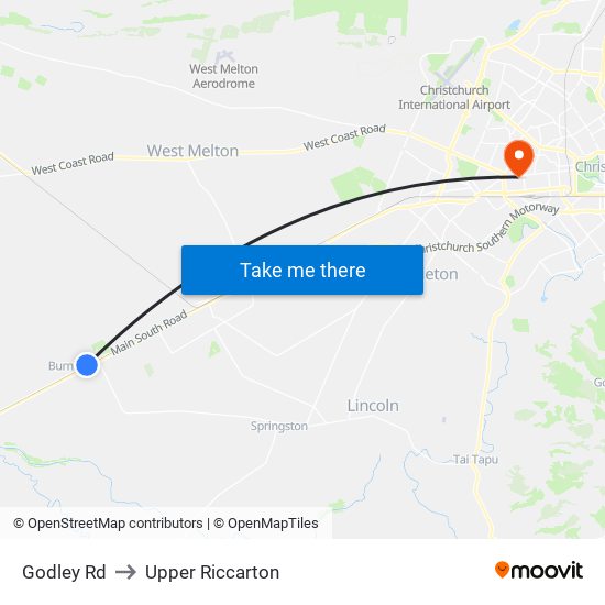 Godley Rd to Upper Riccarton map