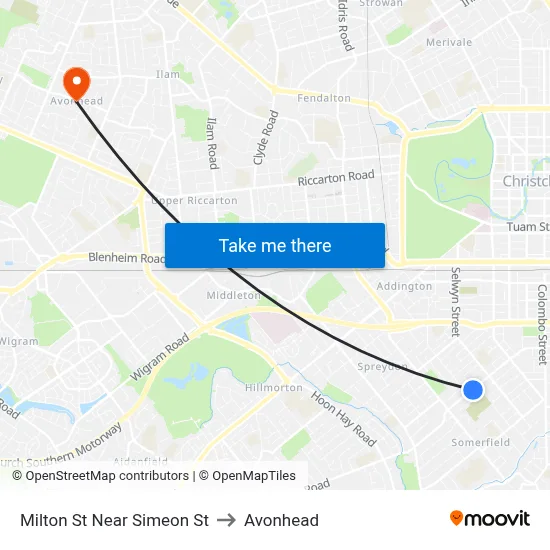 Milton St Near Simeon St to Avonhead map