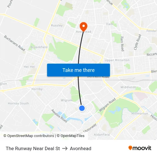 The Runway Near Deal St to Avonhead map