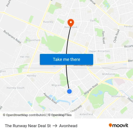The Runway Near Deal St to Avonhead map