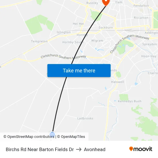 Birchs Rd Near Barton Fields Dr to Avonhead map