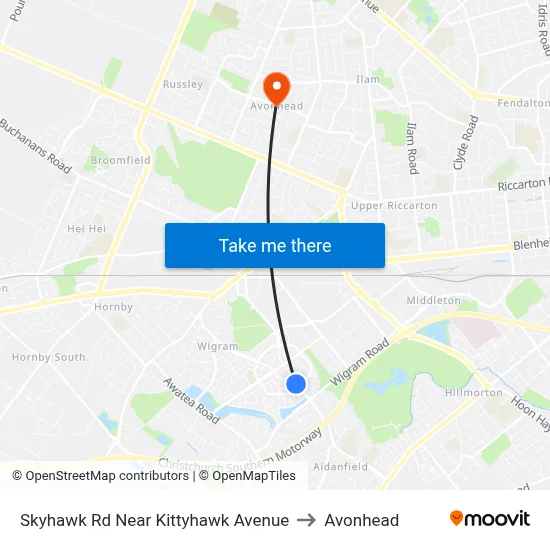 Skyhawk Rd Near Kittyhawk Avenue to Avonhead map