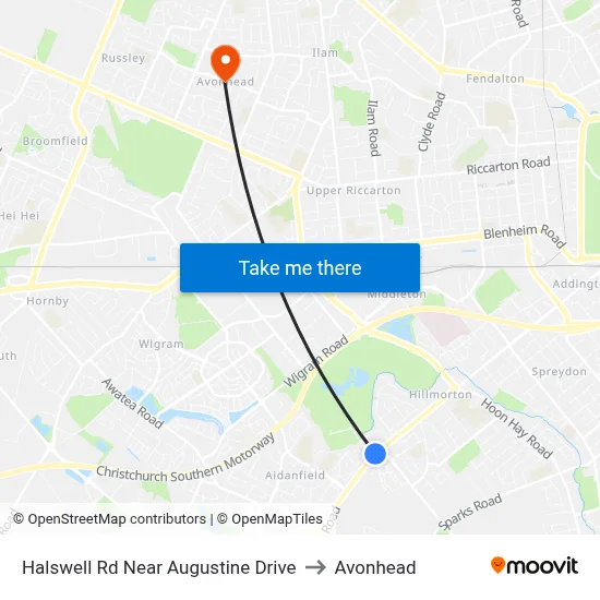 Halswell Rd Near Augustine Drive to Avonhead map