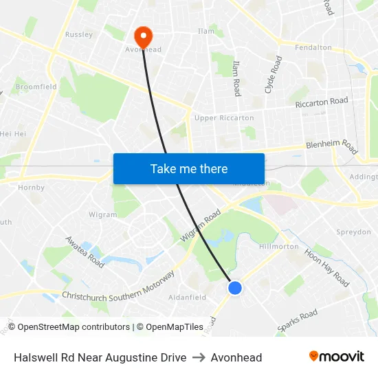 Halswell Rd Near Augustine Drive to Avonhead map