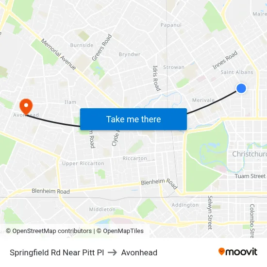 Springfield Rd Near Pitt Pl to Avonhead map