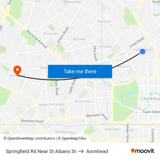 Springfield Rd Near St Albans St to Avonhead map