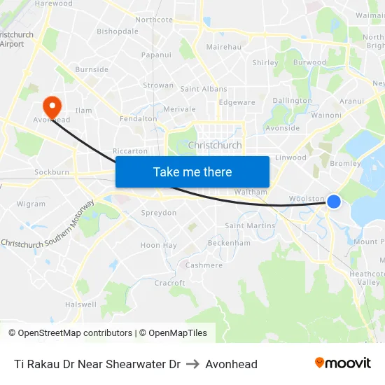 Ti Rakau Dr Near Shearwater Dr to Avonhead map