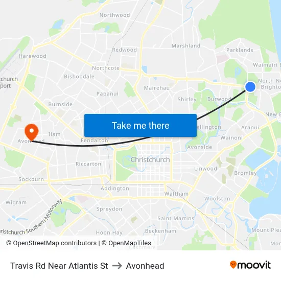 Travis Rd Near Atlantis St to Avonhead map