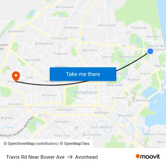 Travis Rd Near Bower Ave to Avonhead map