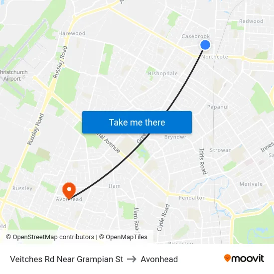 Veitches Rd Near Grampian St to Avonhead map