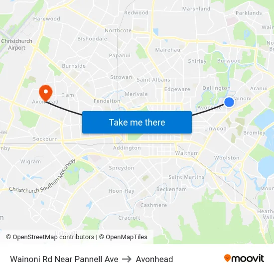 Wainoni Rd Near Pannell Ave to Avonhead map