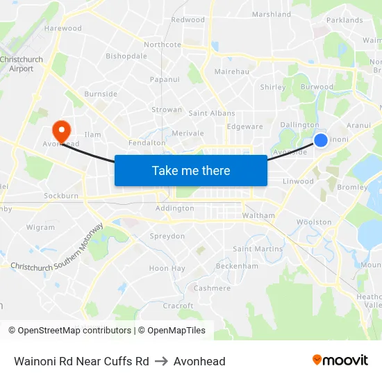 Wainoni Rd Near Cuffs Rd to Avonhead map