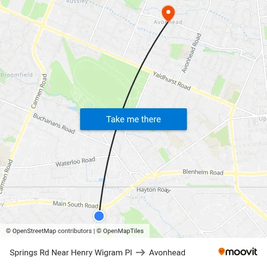 Springs Rd Near Henry Wigram Pl to Avonhead map