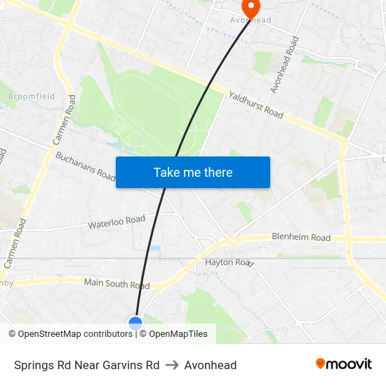 Springs Rd Near Garvins Rd to Avonhead map