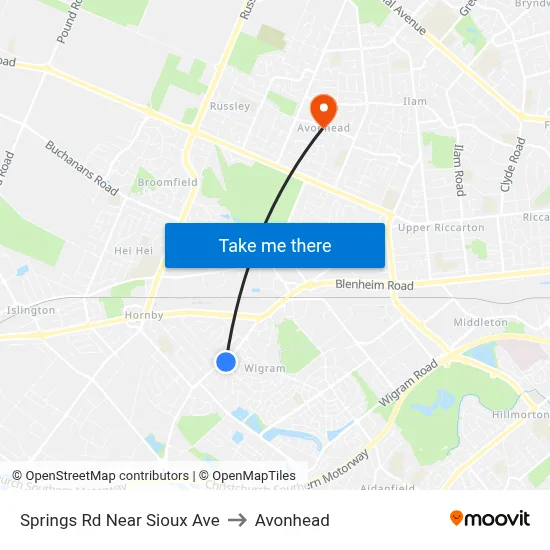 Springs Rd Near Sioux Ave to Avonhead map