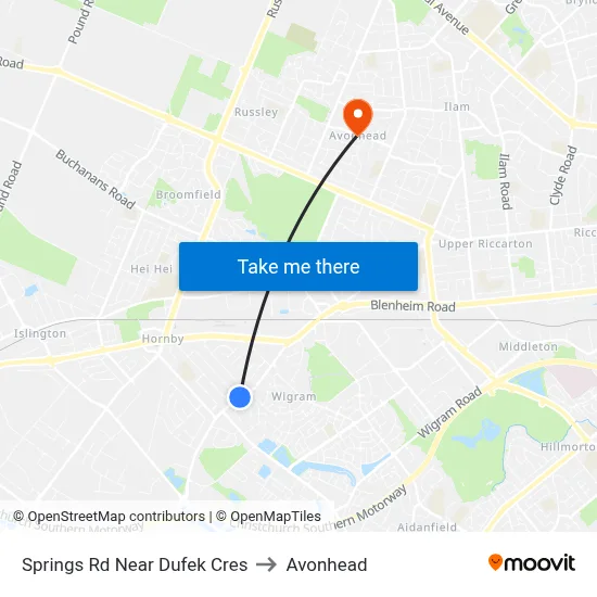Springs Rd Near Dufek Cres to Avonhead map