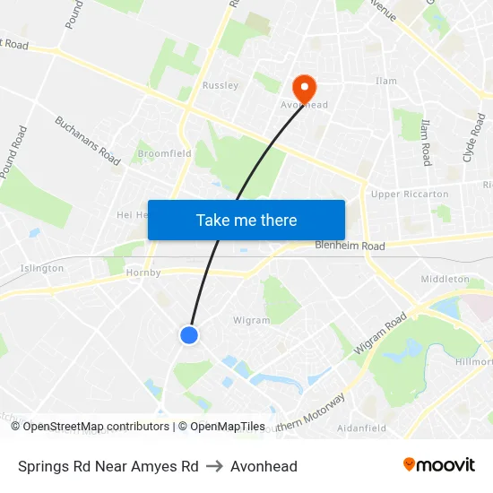 Springs Rd Near Amyes Rd to Avonhead map
